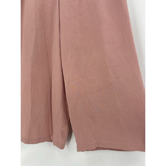 ZZ Vintage Pants Womens Small Blush Pink 100% Silk Wide Leg Stretch Pockets Crop - Picture 3 of 16